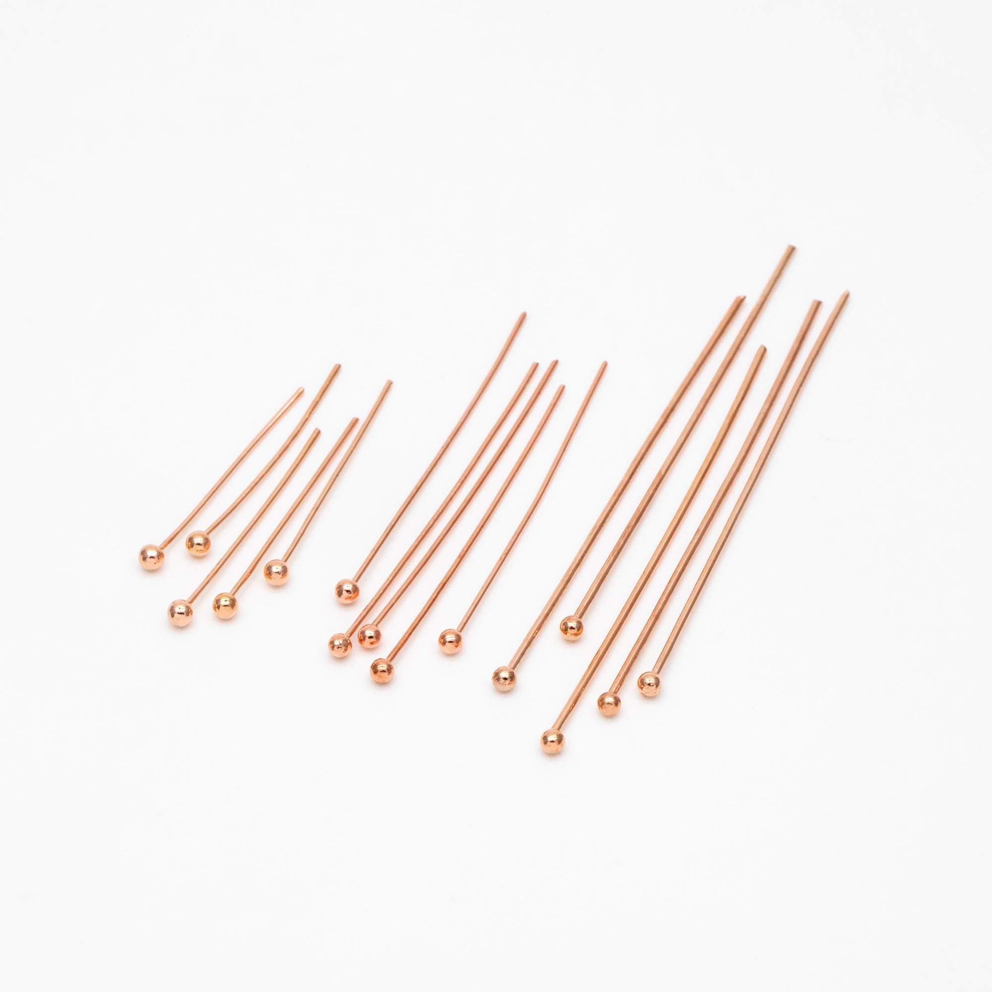 100pcs Gold/ Silver/ Rose Gold Ball Point Headpins, 0.5mm (24 Gauge)/ 0.7mm (21 Gauge), Gold/ Rhodium plated Brass Ball Head Pins (GB-024)