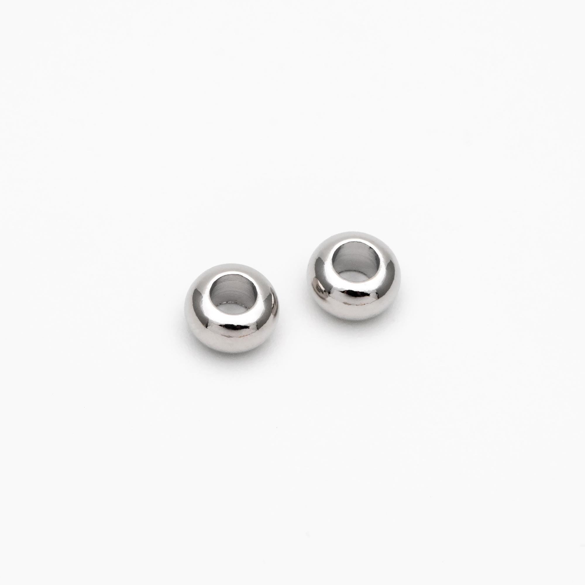 20pcs Gold/ Silver Rondelle Spacer Beads 3.5/ 6mm, Gold/ Rhodium plated Brass Large Hole Saucer Beads (GB-239)