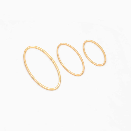 10pcs Gold Oval Link Charms, Real Gold plated Brass, Geometric Hoop Connector Pendants (GB-296)