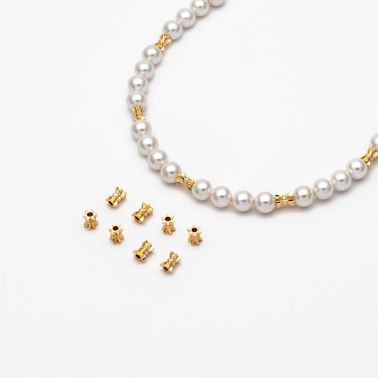 20pcs Gold Gear Spacer Beads 5x4mm, 18K Gold plated Brass, Tube Spacer Beads (GB-2839)