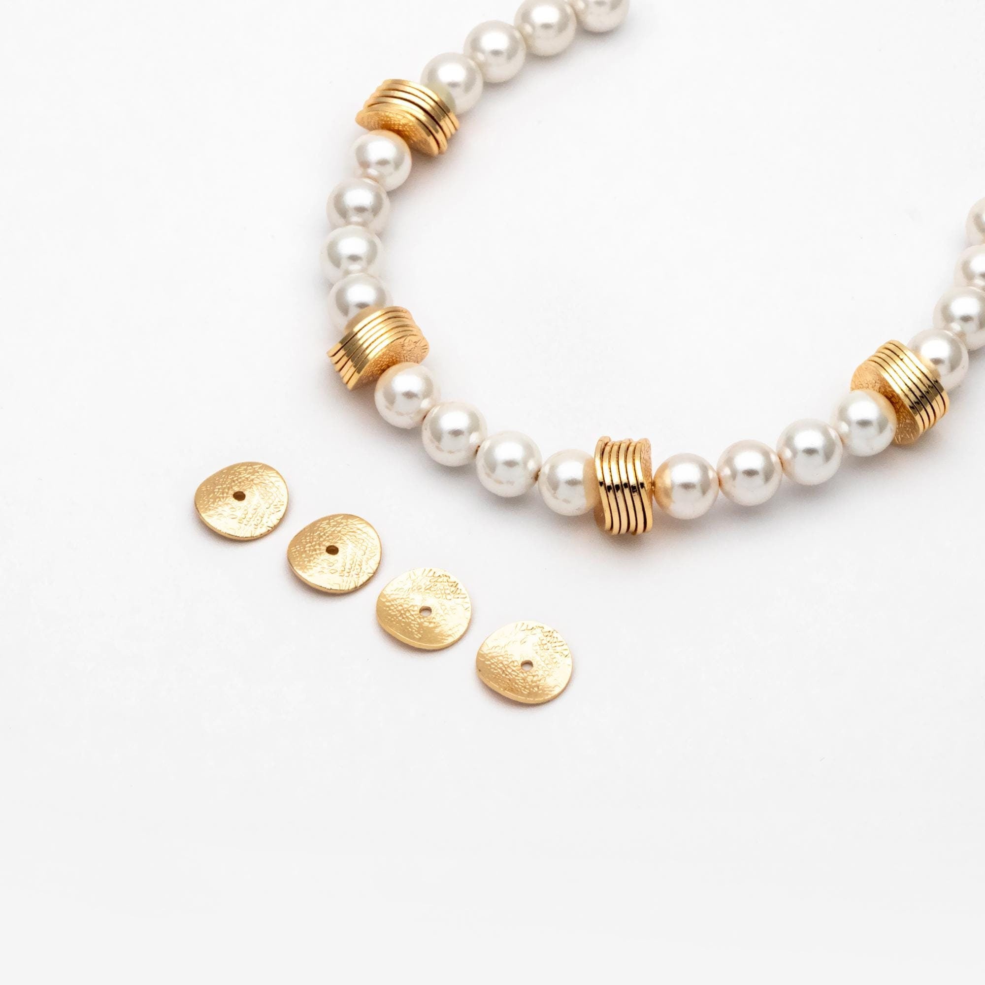 10pcs Gold Disc Spacer Beads 11mm, 18K Gold plated Brass, Round Coin Disk Spacer (GB-1049)