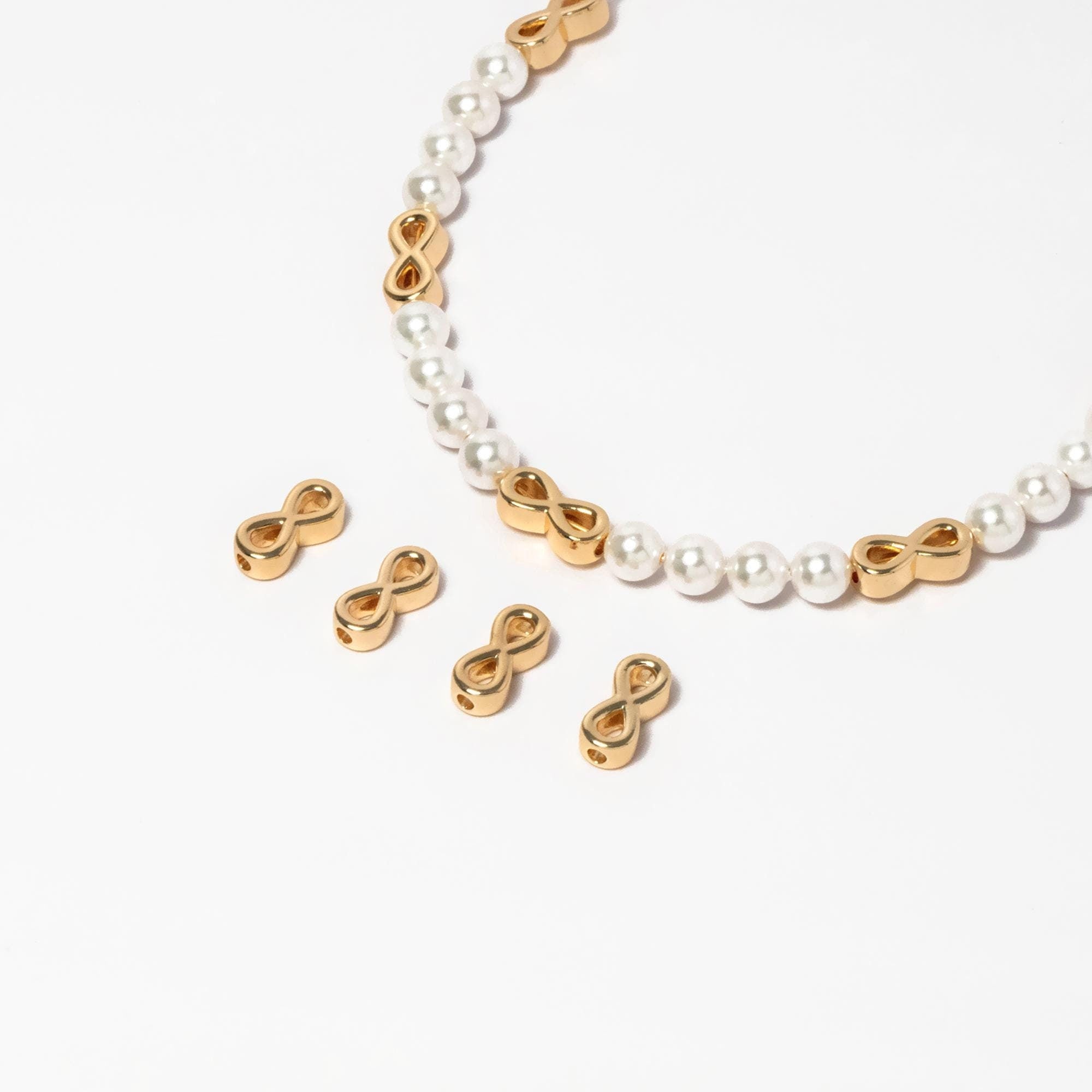 10pcs Gold Infinity Beads, 13x6mm, 18K Gold plated Brass, Infinity Spacer Beads (GB-2932)