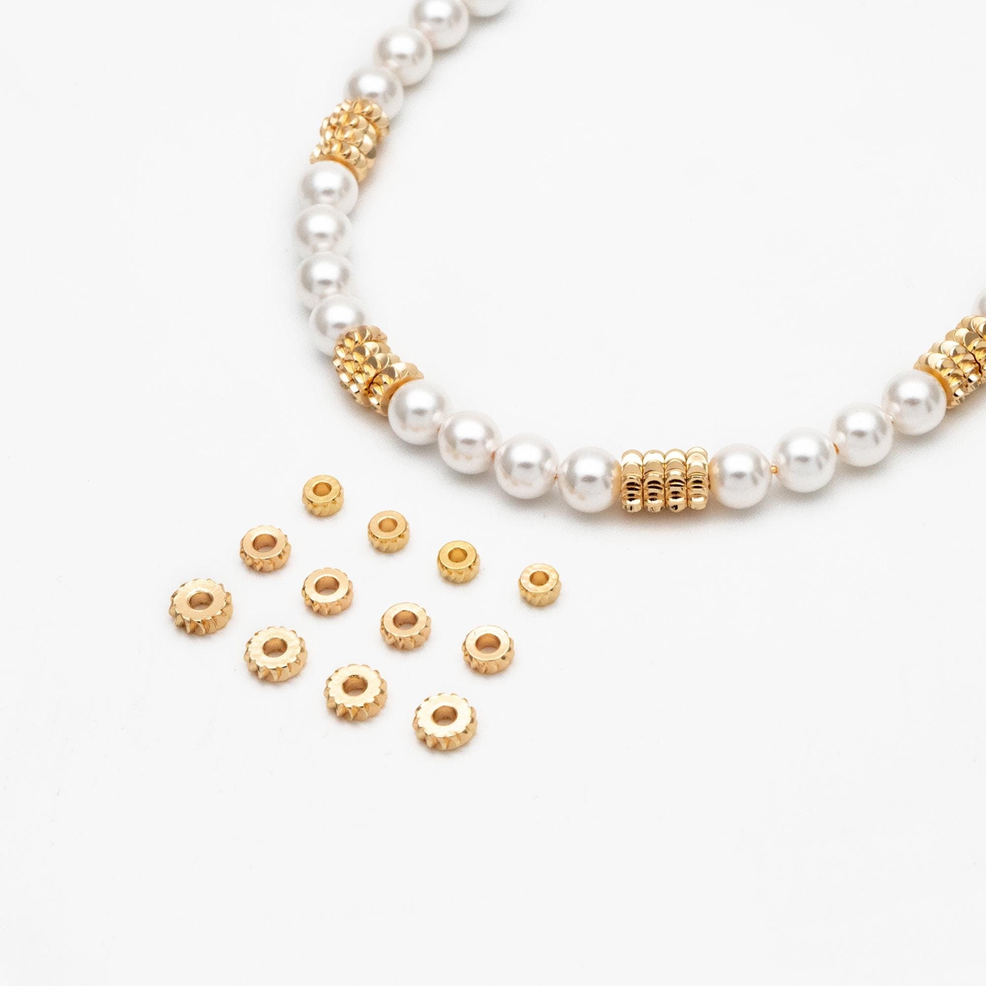 20pcs Gold Gear Round Spacer Beads 4/ 5/ 6mm, Jewelry Making Supplies Wholesale (GB-2921)