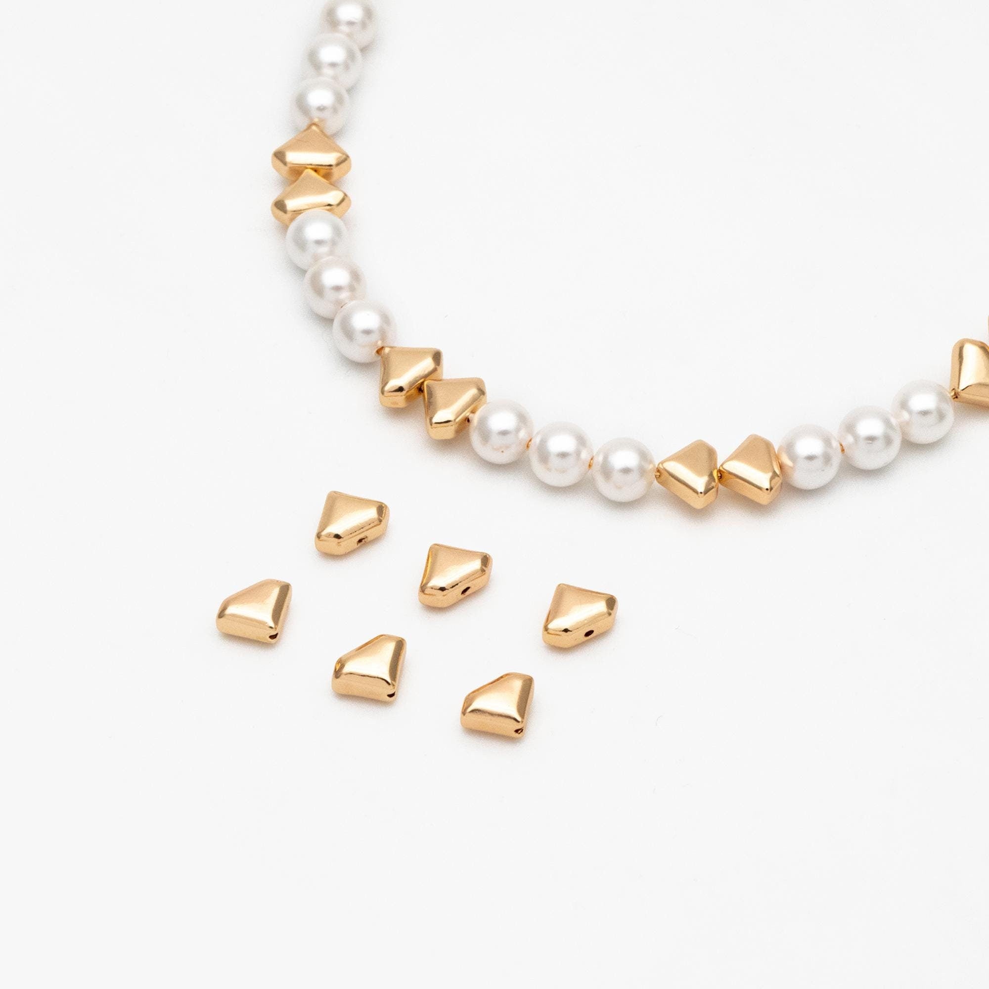 10pcs Gold Diamond Shape Spacer Beads, Jewelry Making Supplies Wholesale (GB-2955)