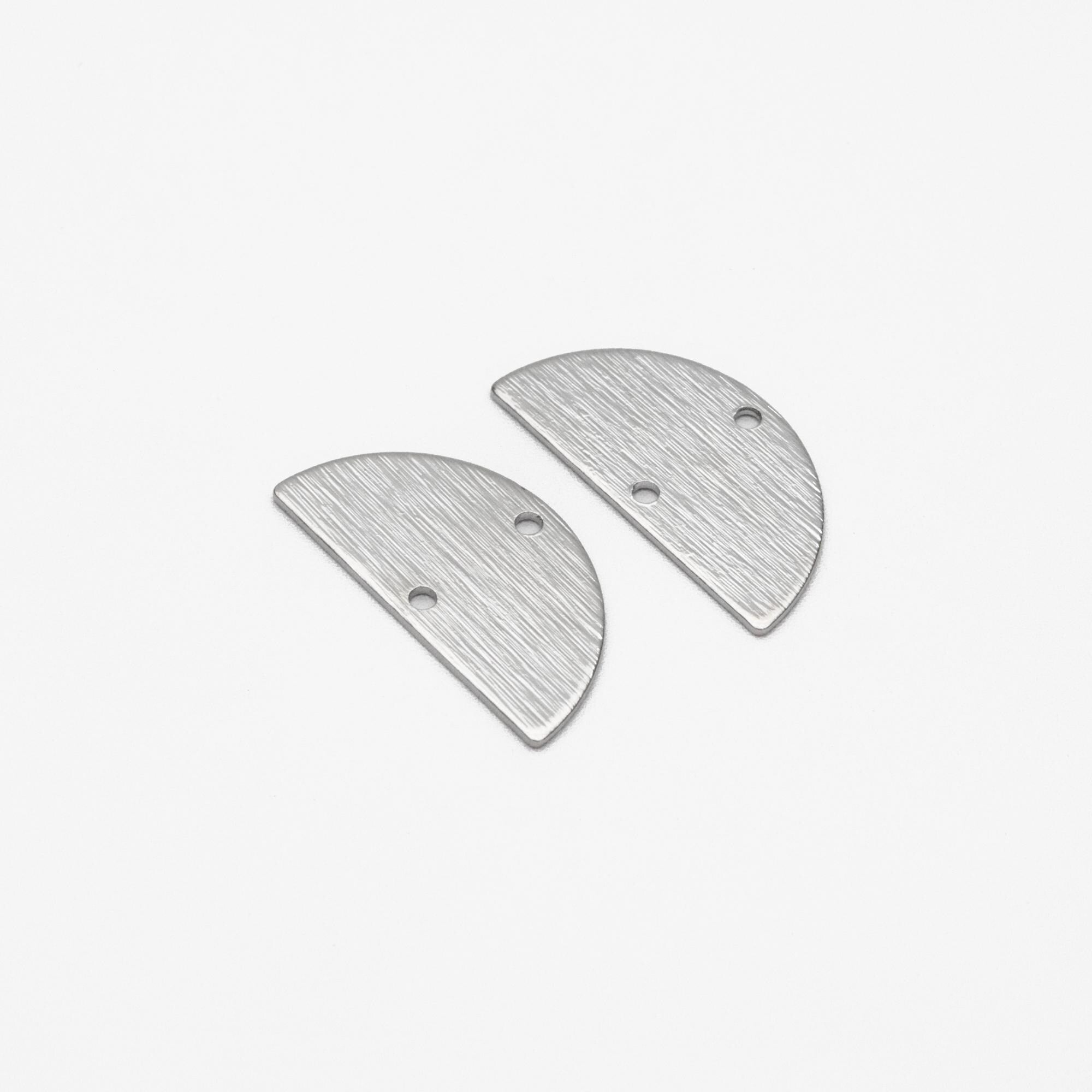 10pcs Gold/ Silver tone Brushed Semicircle Connectors, 18K Real Gold/ Rhodium plated Brass, Geometric Earring Charms (GB-4556)