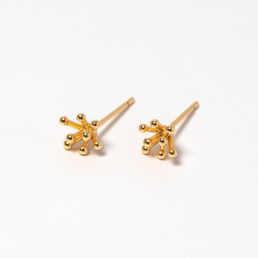 10pcs Gold/ Silver Tone Flower Earrings 6mm, Gold/ Rhodium Plated Brass, Minimalist Stud Earrings (GB-4557)