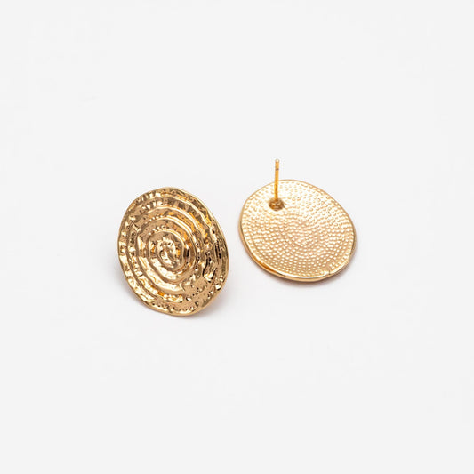 4pcs Gold/ Silver Tone Oval Vortex Earrings, Gold/ Rhodium plated Brass, Geometric Stud Earrings (GB-4563)