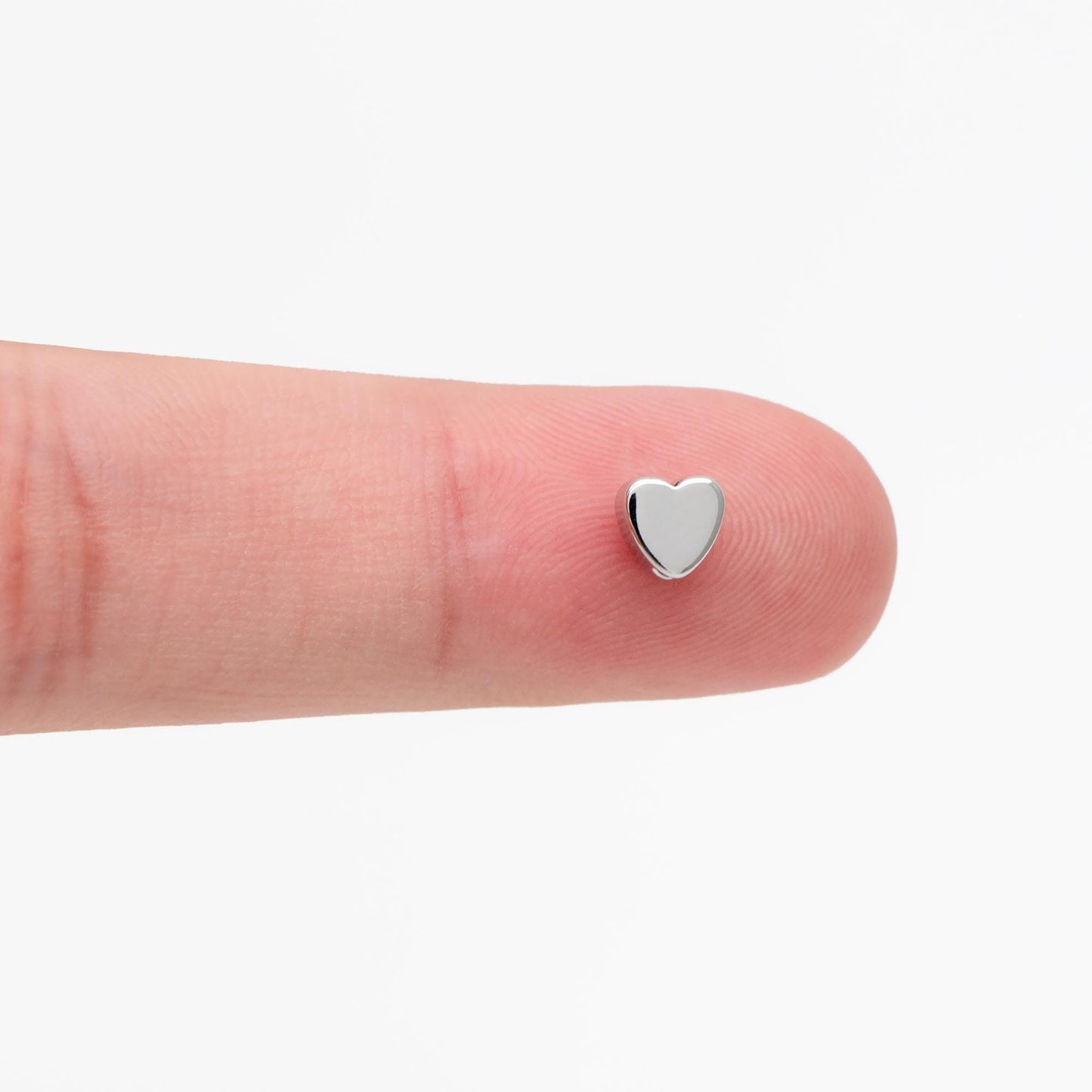 10pcs Rhodium plated Brass Heart Beads, Silver tone Heart Spacers 5mm (GB-1611)