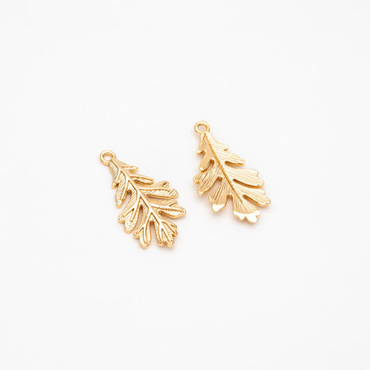 10pcs Gold Oak Tree Leaf Charm, Earring Findings, Jewelry Making, Diy Material, Jewelry Supplies (GB-214-A)