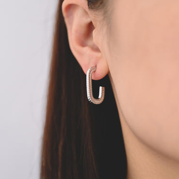 4pcs Gold/ Silver Tone C Shape Earrings, Real Gold/ Rhodium plated Brass, Dainty Oval Hoop Stud Earrings (GB-4466)