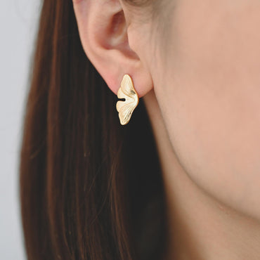 4pcs Gold/ Silver Tone Leaf Earrings, Butterfly Earrings, Dainty Stud Earrings (GB-4483)
