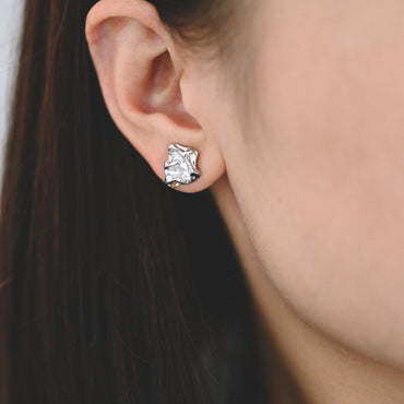 10pcs Gold/ Silver Tone Hammered Irregular Earrngs, 18K Gold/ Rhodium plated Brass, Dainty Stud Earrings (GB-4484)