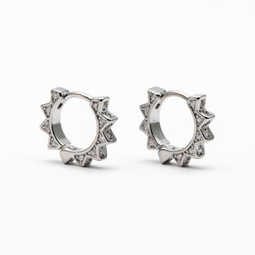 4pcs CZ Pave Gold/ Silver Sun Hoop Earrings, Dainty Huggie Earrings, Minimalist Earring, Hoops Earring (GB-3826-A)