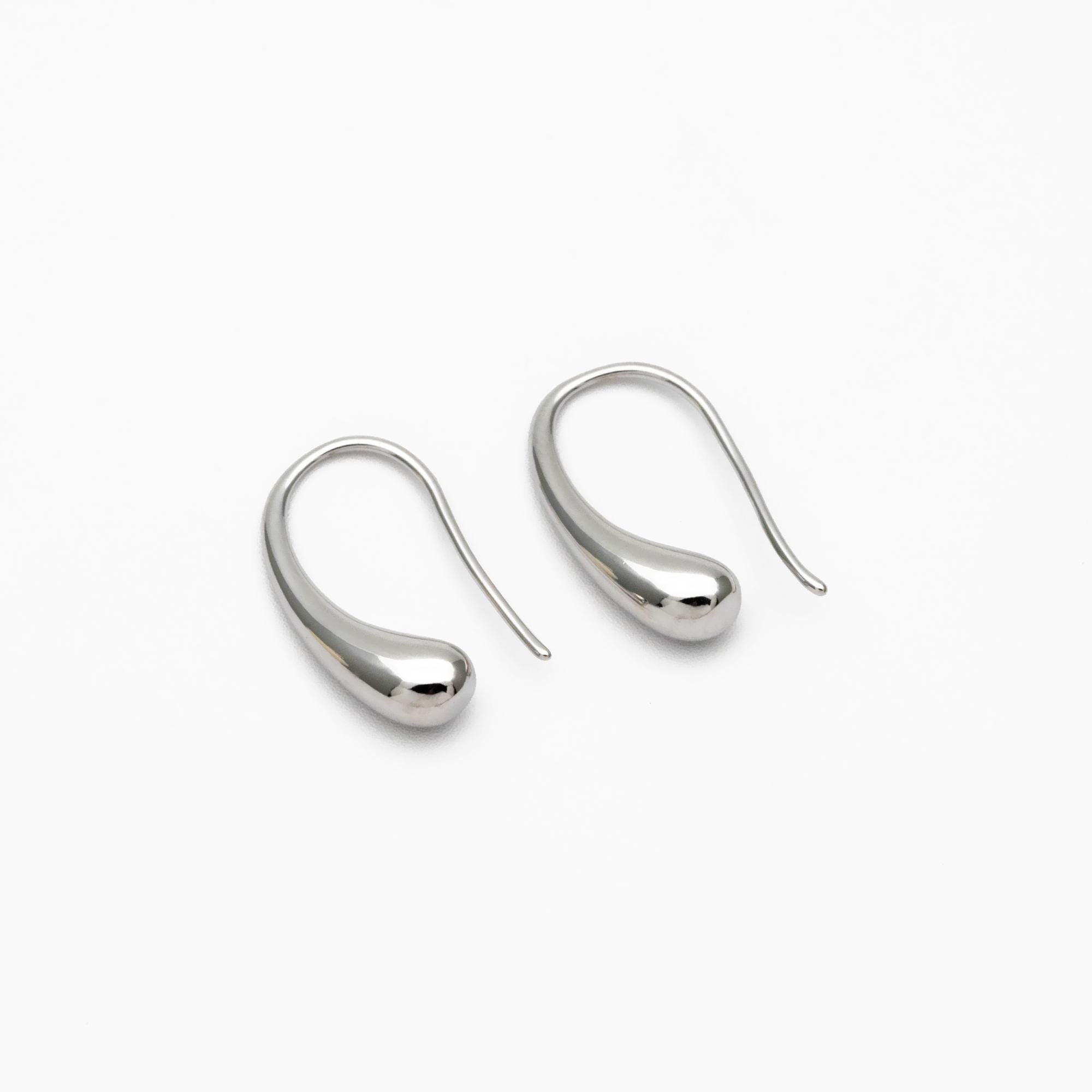 10pcs Gold/ Silver Tone Teardrop Earring Hooks, 18K Gold/ Rhodium Plated Brass, Simple Earwire Earrings (GB-3022-C)