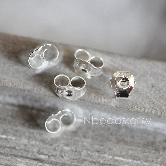 20pcs 925 Sterling Silver Ear Nuts Back Stoppers (CY-011)