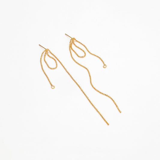 4pcs Gold/ Silver Tone Tassel Earring with Loop, 18K Gold/ Rhodium plated Brass, Tassel Stud Earring, Dangling Earrings (GB-4584)