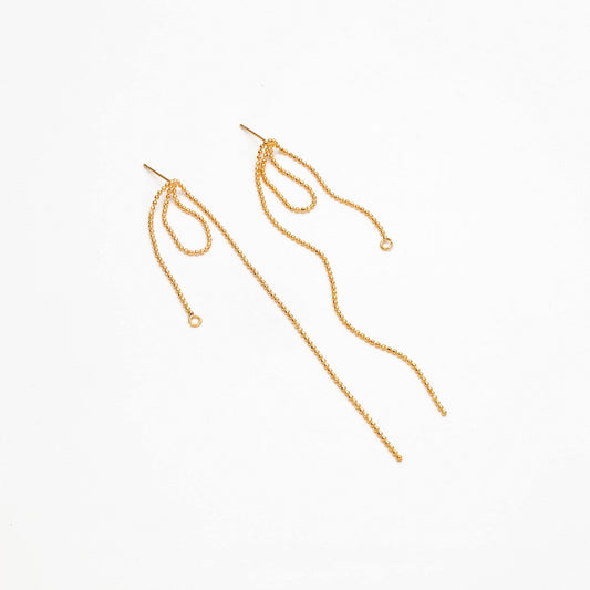 4pcs Gold/ Silver Tone Tassel Earring with Loop, 18K Gold/ Rhodium plated Brass, Tassel Stud Earring, Dangling Earrings (GB-4584)