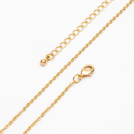 Gold Cable Chains 1.6mm, Finished Bracelet/ Anklet/ Necklace with Extender Chain, Ready to Wear (#LK-106-1.6)