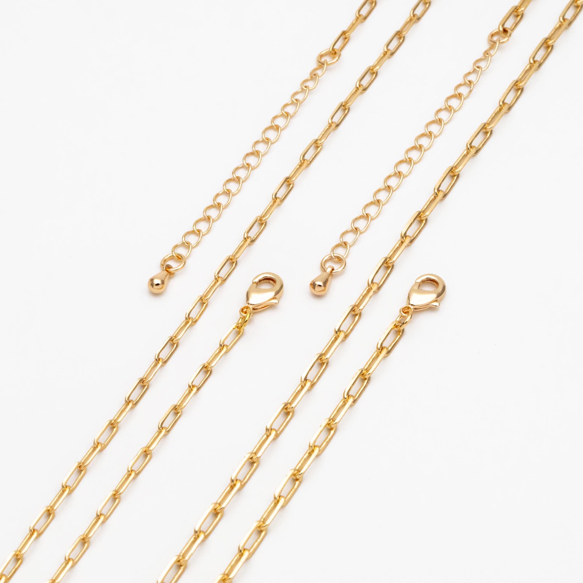 Gold Oval Link Chains 2.4/ 2.8mm, Finished Bracelet/ Anklet/ Necklace with Extender Chain, Ready to Wear (#LK-346)