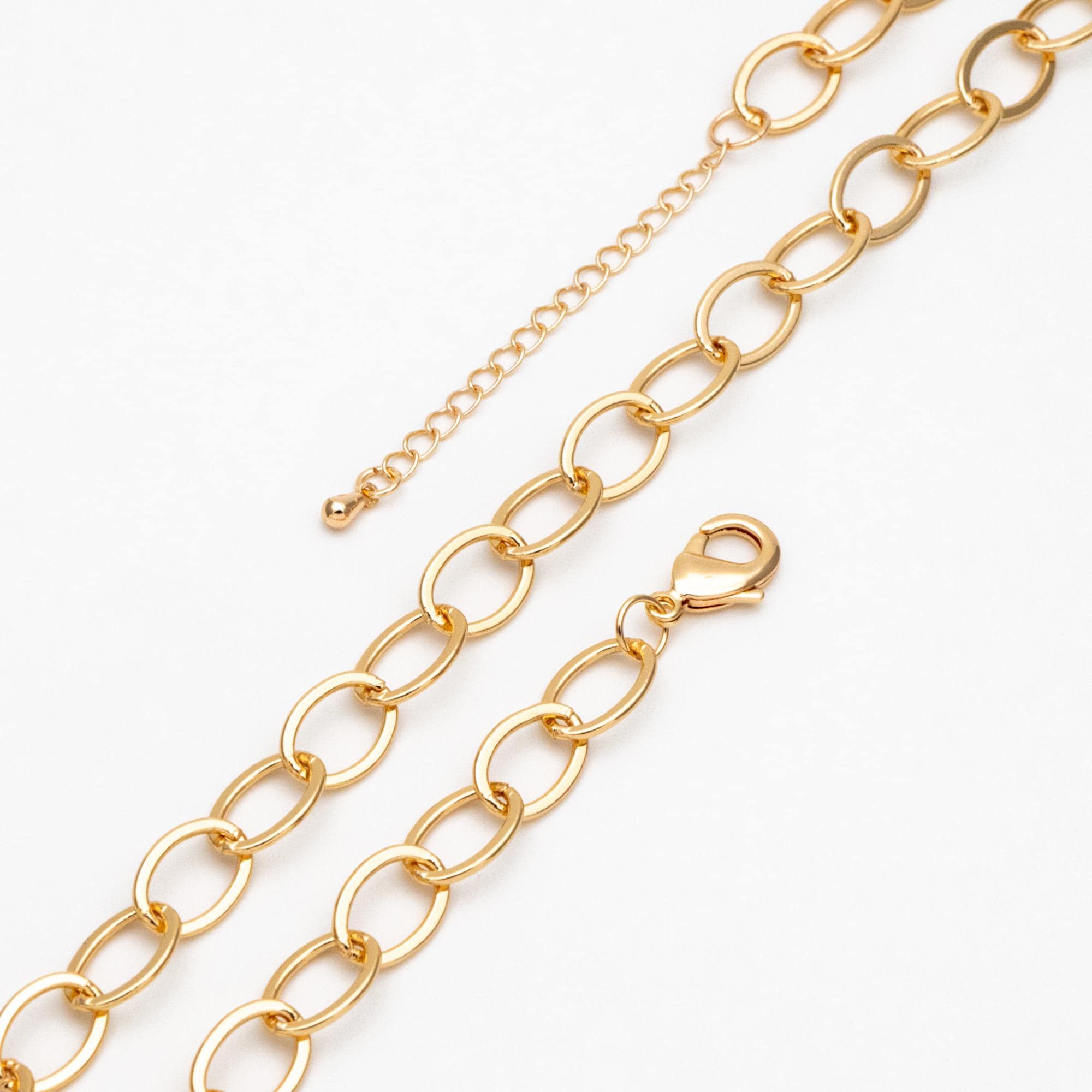Dainty Gold Oval Link Chains, Finished Bracelet/ Anklet/ Necklace with Extender Chain, Ready to Wear (#LK-351)