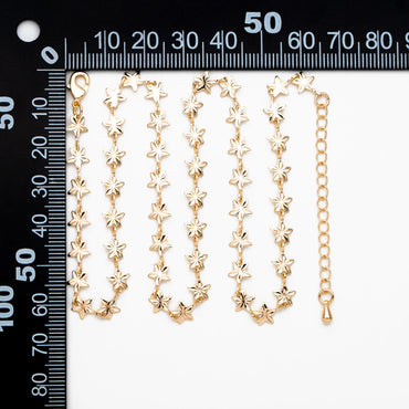 Gold Star Chain, Finished Bracelet/ Anklet/ Necklace with Extender Chain, Ready to Wear (#LK-570)