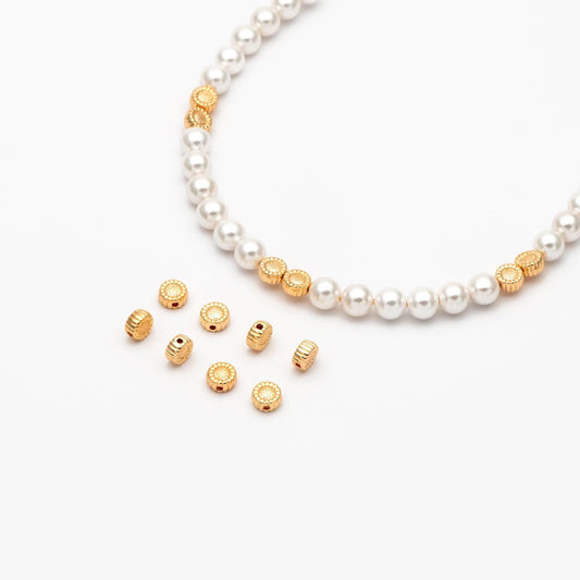 10pcs Gold Sun Flower Spacer Beads 6mm, Real Gold plated Brass Spacer Beads (GB-4120)