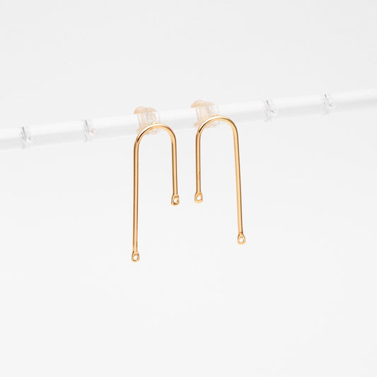 10pcs Gold Bar Stud Earrings, U-shaped Ear Posts, Simple Ear Wire Findings (GB-784-C)