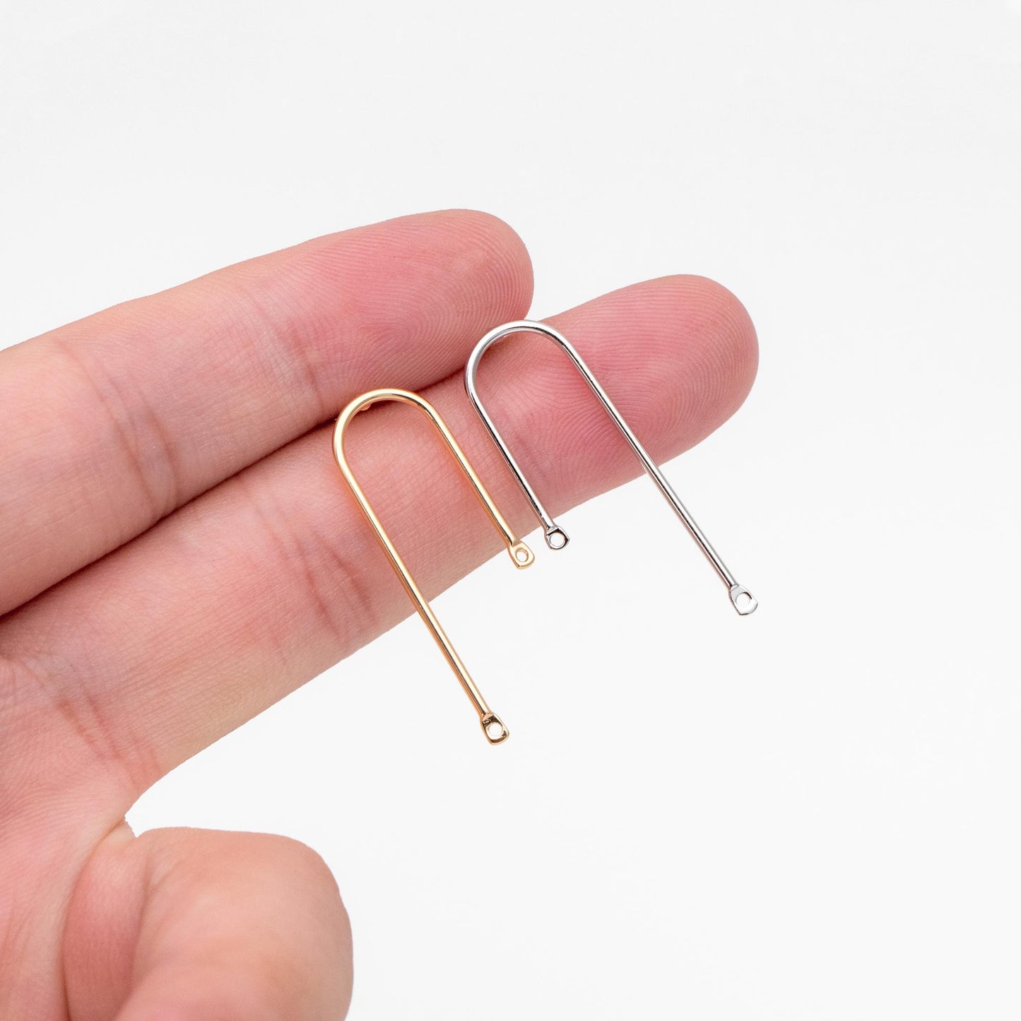 10pcs Gold Bar Stud Earrings, U-shaped Ear Posts, Simple Ear Wire Findings (GB-784-C)