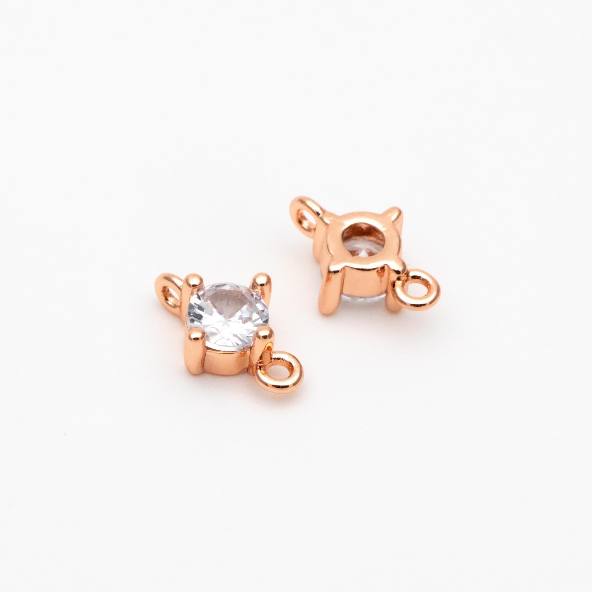 10pcs Gold/ Silver/ Rose Gold Cubic Zirconia Connector, Real 18K Gold/ Rhodium plated Brass CZ Charm (GB-1106)