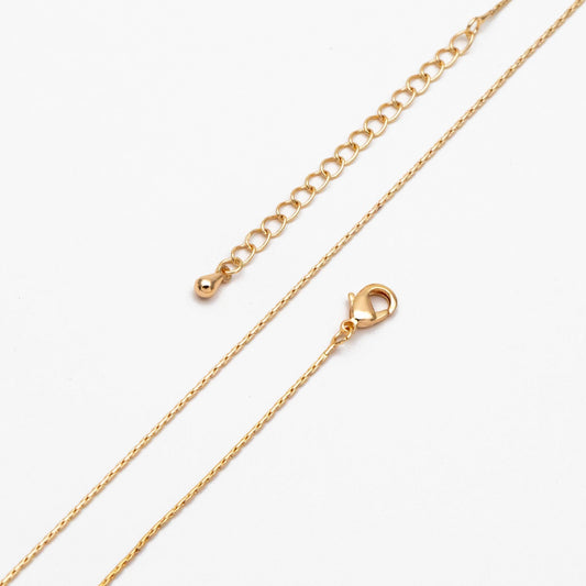 Gold/ Rhodium plated Brass Dainty Chains 0.8mm, 18 Inch Finished Necklace with 4cm Extender Chain, Ready to Wear (#LK-308)