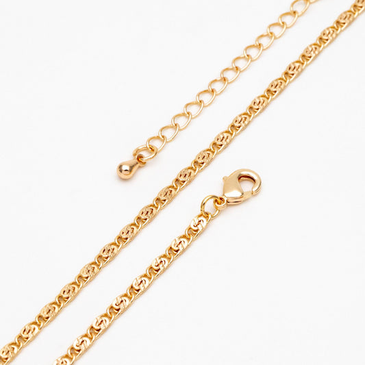 Gold plated Brass Floral Specialty Chain 2.5mm, Finished Bracelet/ Anklet/ Necklace with Extender Chain, Ready to Wear (#LK-326)