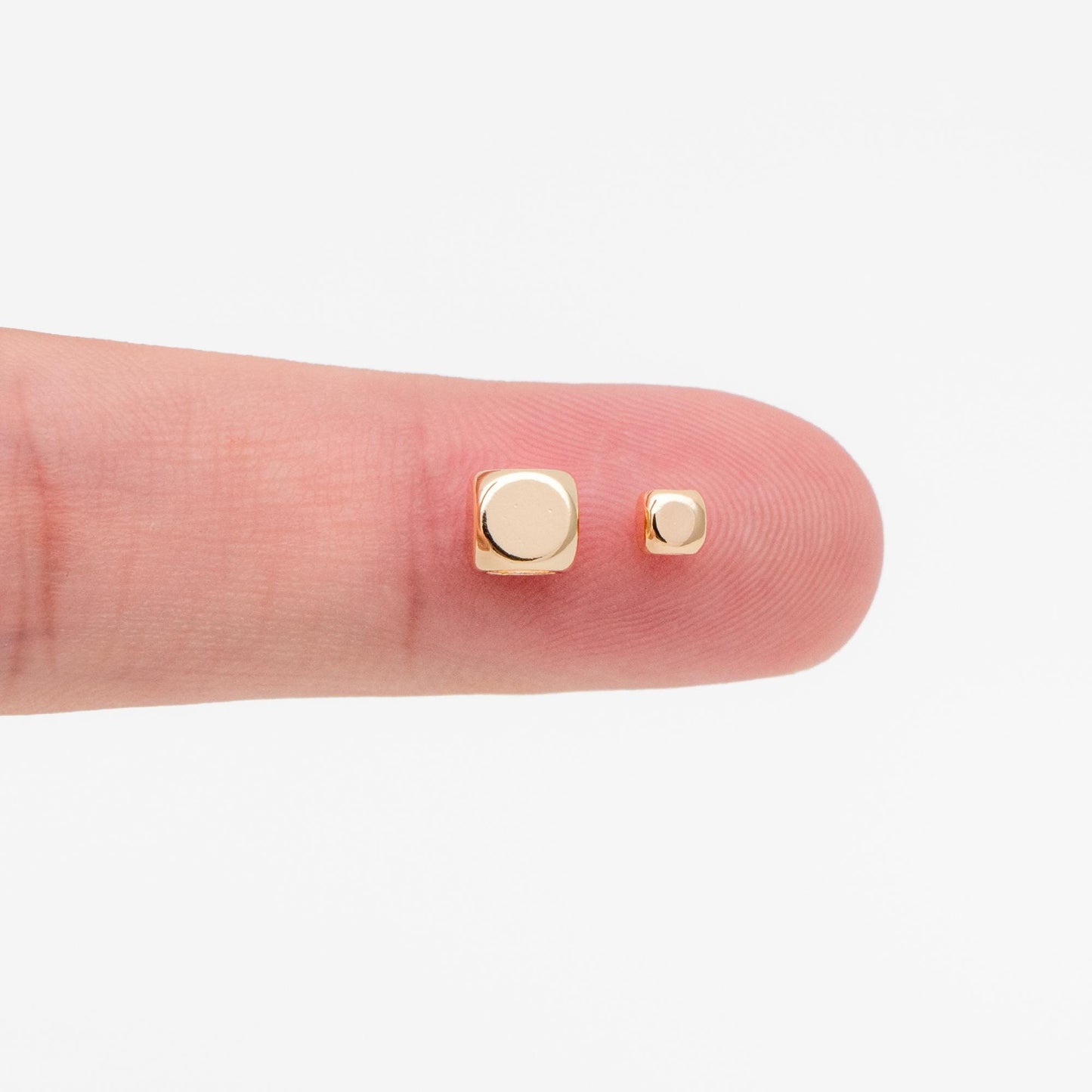 20pcs Gold Cube Spacer Beads 3/5mm, Real Gold plated Brass Faceted Round Beads, Lead Nickel Free (GB-086)