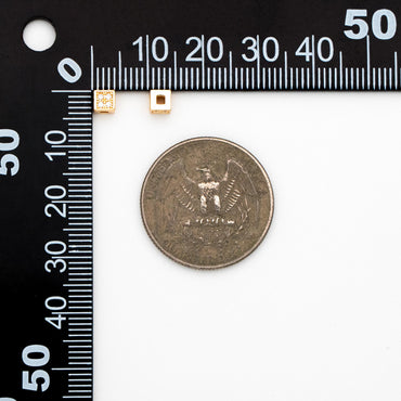 10pcs CZ Pave Gold Cube Spacers 4mm, 18K Gold plated Brass Square Beads (GB-1736)