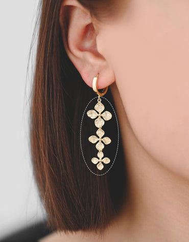 10pcs Gold plated Brass Flower Charm Pendant Connectors 42mm, Lead Nickel Free (GB-4391-F)