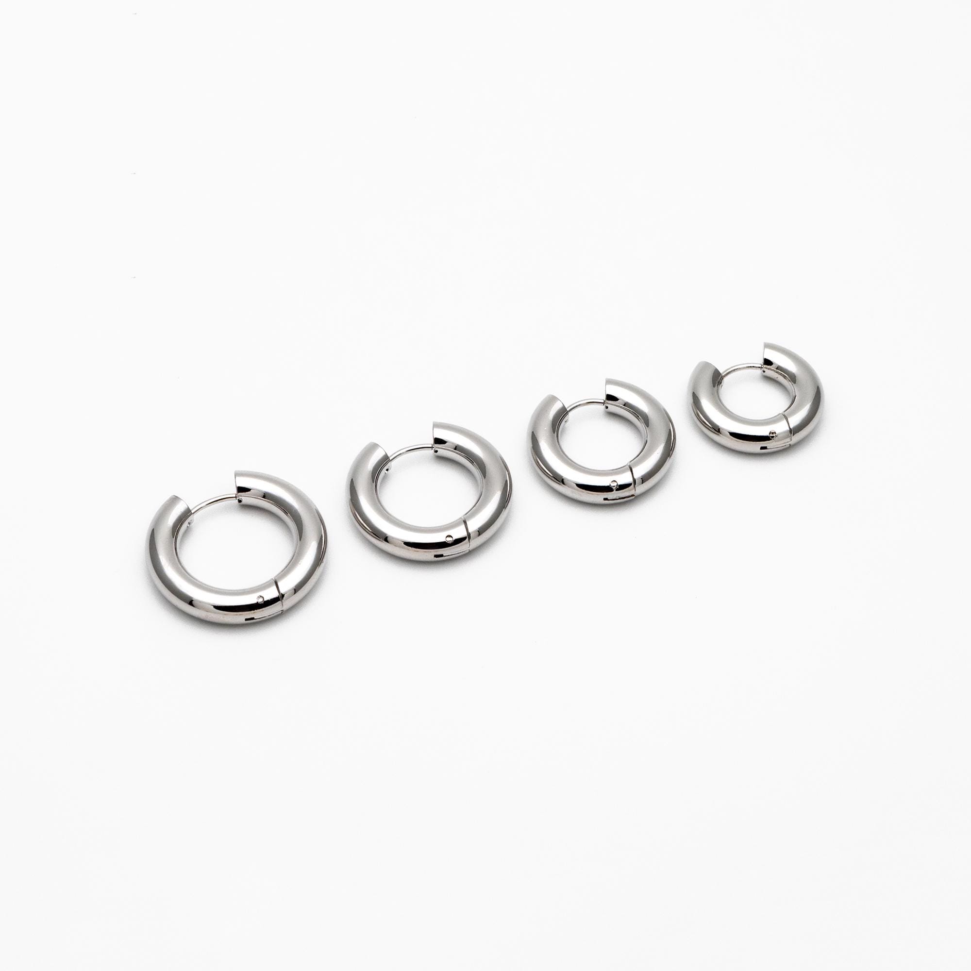 4pcs Gold plated Stainless Steel Huggie Earrings, 5mm Thick by 20/ 22/ 24/ 26mm, Minimalist Chunky Hoop Earrings (GB-1484)