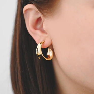 4pcs Gold Minimalist C Shape Earring Posts, 18K Gold plated Brass Ear Posts, Stud Earrings (GB-2828)