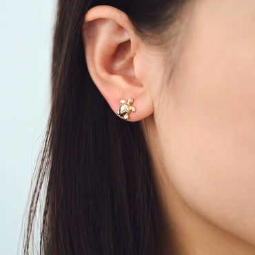 10pcs Gold/ Silver Turtle Earrings, Gold/ Rhodium Plated Brass, Minimalist Stud Earrings (GB-3845-C)