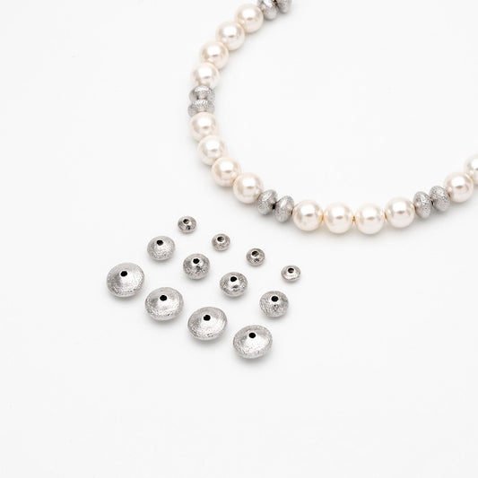 20pcs Silver tone Rondelle Beads, Rhodium plated Brass Spacers 5/ 7/ 10mm (GB-916)