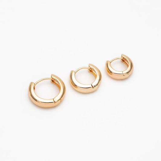 Gold/ Silver Tone Hoop Earrings, 14/ 16/ 18mm, Gold/ Rhodium plated Huggie Earrings, Small Hoop Earrings (GB-1678)