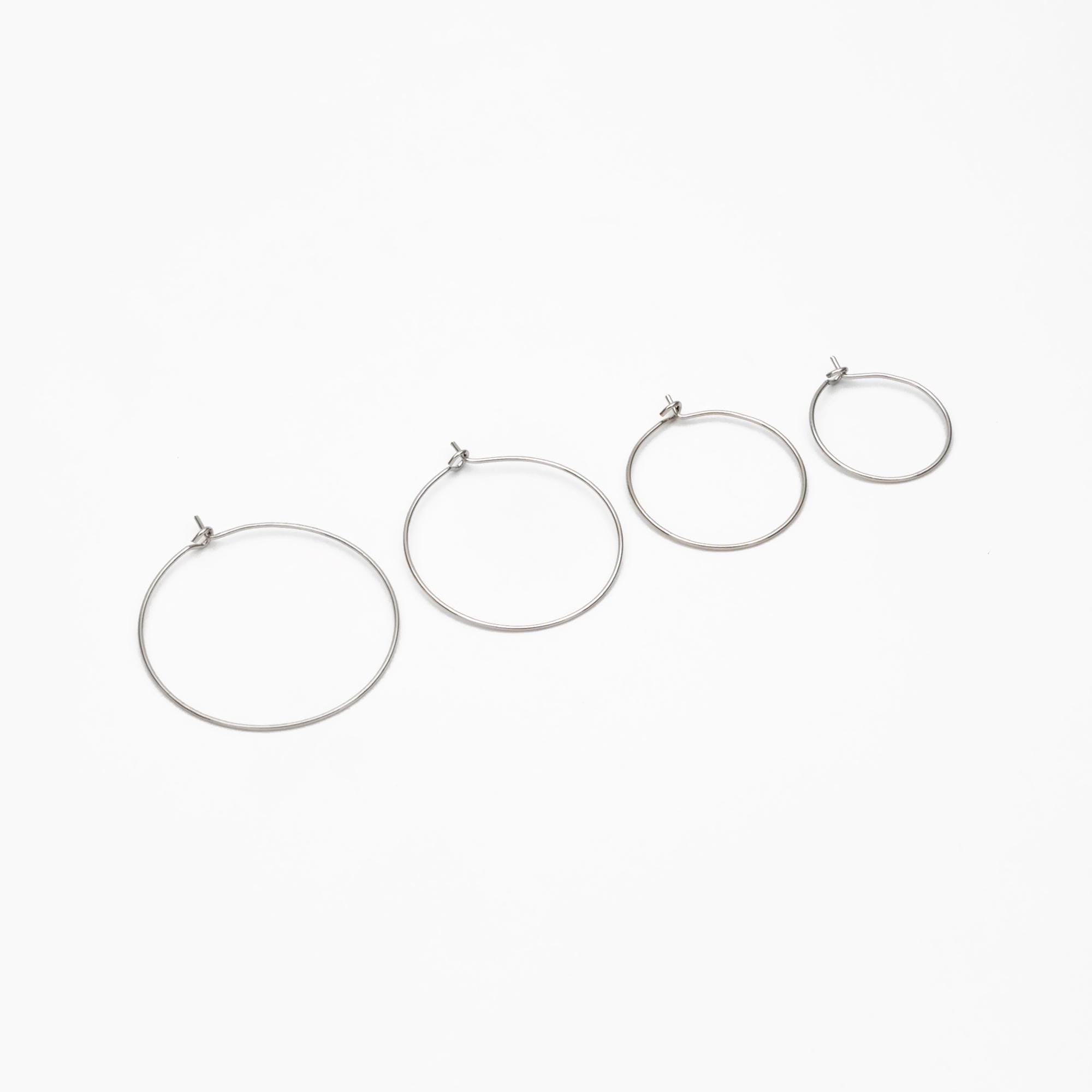 20pcs Gold/ Silver/ Rose Gold Hoop Ear Wire, Gold/ Rhodium plated Brass Hoop Earrings, 20/ 25/ 30/ 35mm by 0.7mm (GB-252)