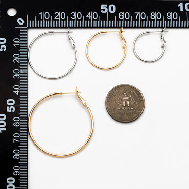 10pcs Gold/ Silver Tone Round Leverback Ear Hooks 20/ 25/ 30/ 40mm, 18K Gold/ Rhodium plated Brass, Earring Hoop Components (GB-605)