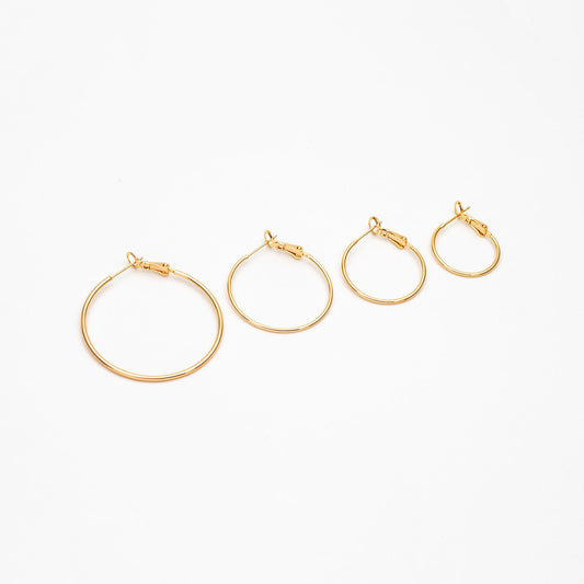 10pcs Gold/ Silver Tone Round Leverback Ear Hooks 20/ 25/ 30/ 40mm, 18K Gold/ Rhodium plated Brass, Earring Hoop Components (GB-605)