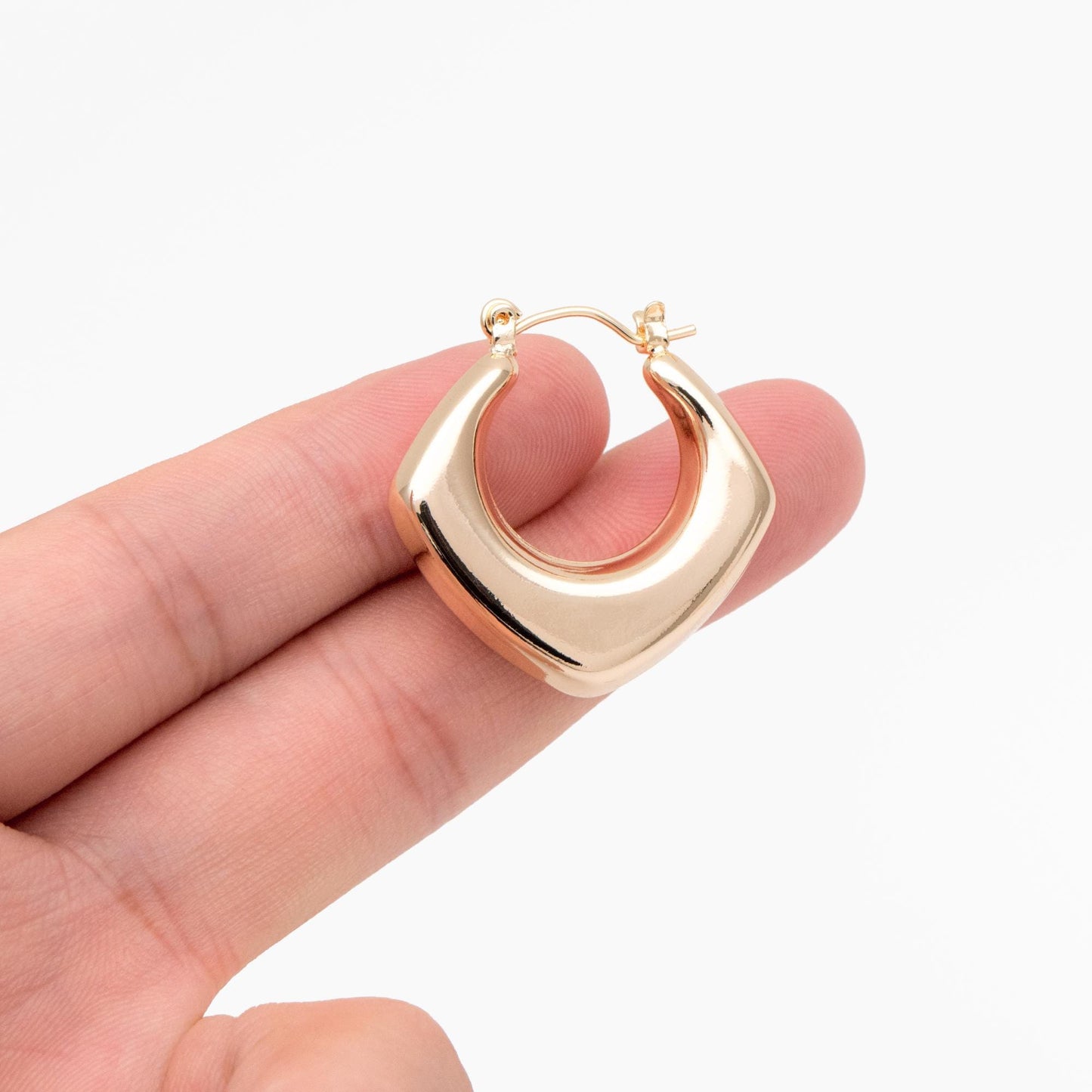 4pcs Gold/ Silver Tone Rhombus Hoop Earrings, 18K Gold/ Rhodium plated Brass, Huggie Earrings, Minimalist Earrings (GB-4596)