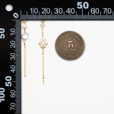 4pcs CZ Pave Gold Chain Tassel Charms, 18K Real Gold plated Brass, Tassel Earring Components (GB-1234)