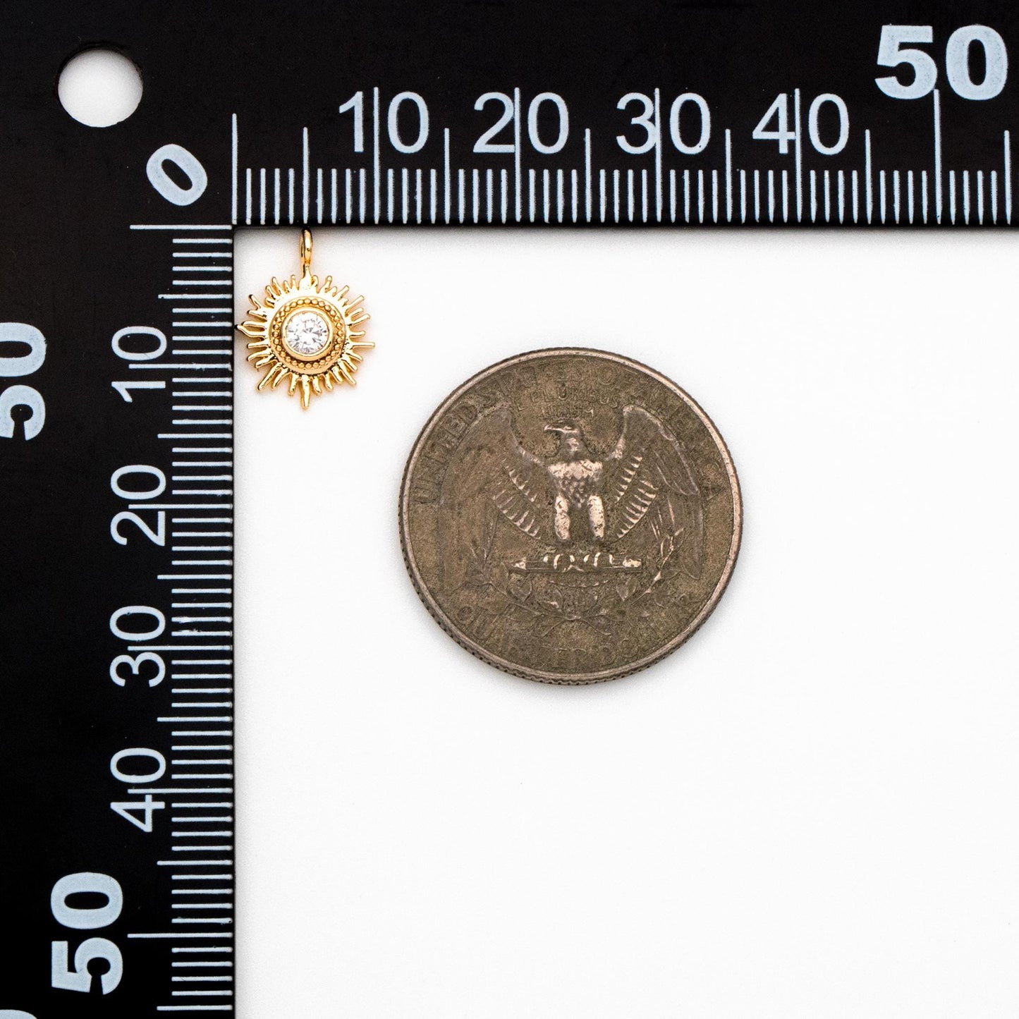 10pcs CZ Pave Gold Sun Charms 13x10mm, 18K Gold plated Brass Dainty Sun Pendants (GB-1658-C)