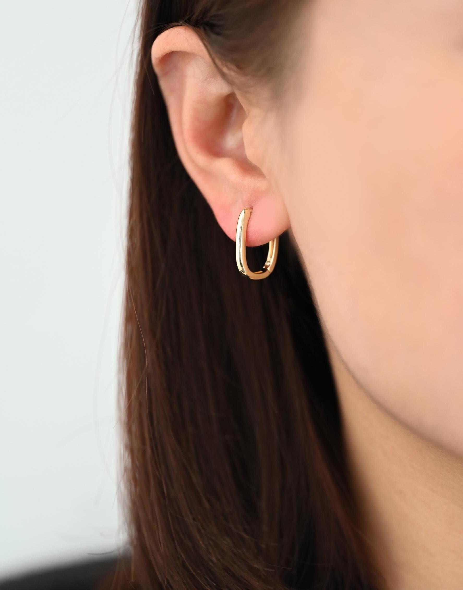 10pcs Gold/ Silver Oval Hoop Earrings, Gold/ Rhodium plated Brass, Geometric Earring Hoops (GB-4537)