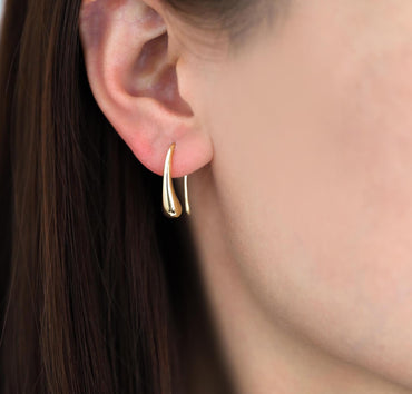 10pcs Gold/ Silver Tone Teardrop Earring Hooks, 18K Gold/ Rhodium Plated Brass, Simple Earwire Earrings (GB-4555)