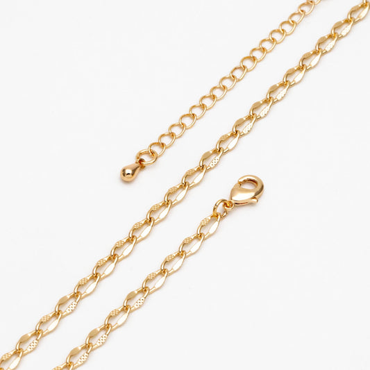 Gold Oval Link Chains 3mm, Finished Bracelet/ Anklet/ Necklace with Extender Chain, Ready to Wear (#LK-283)
