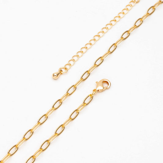 Gold/ Silver Oval Cable Chains 3mm, Finished Bracelet/ Anklet/ Necklace with Extender Chain, Ready to Wear (#LK-287-3)