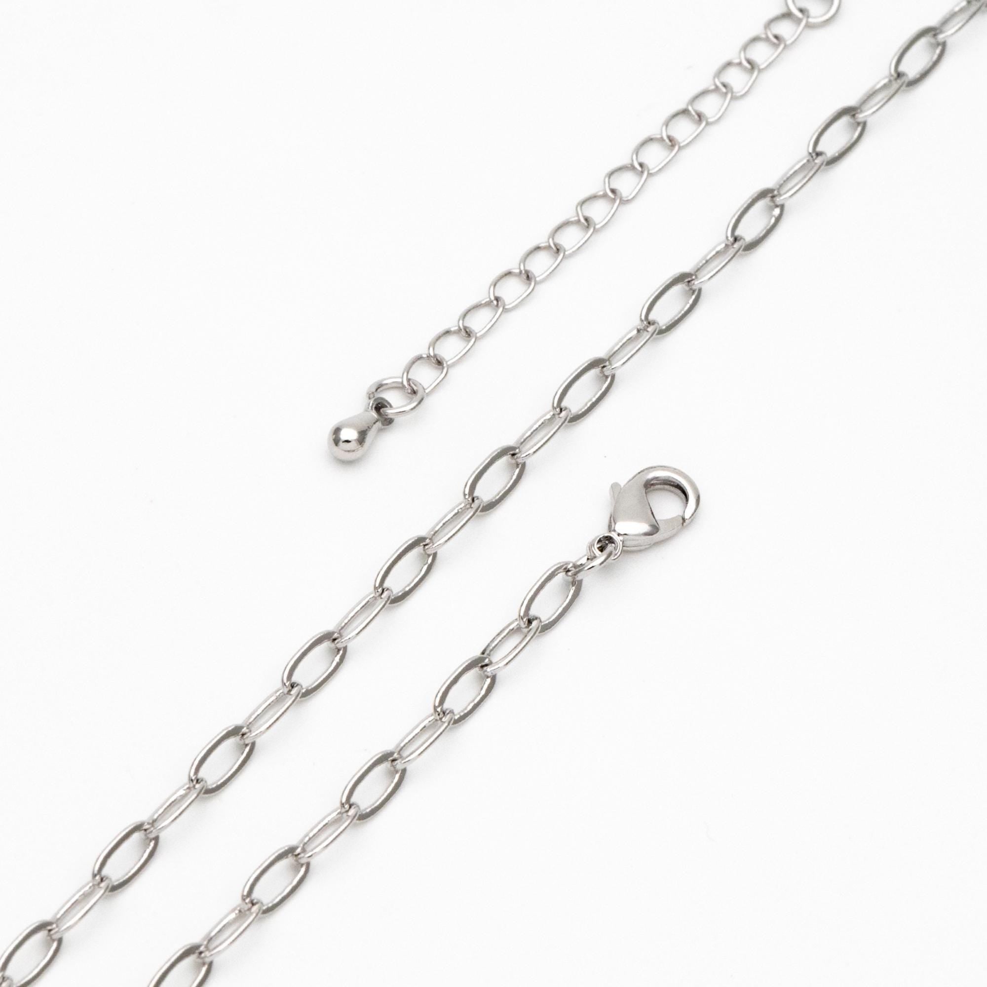 Gold/ Silver Oval Cable Chains 3mm, Finished Bracelet/ Anklet/ Necklace with Extender Chain, Ready to Wear (#LK-287-3)